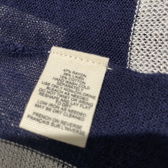 Anthropologie- Moth Navy Striped Lightweight Shrug Size S Petite Linen Blend - Picture 6 of 6